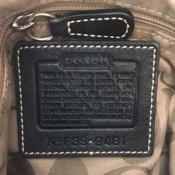 Coach black leather shoulder bag with silver hardware. Snap closure flap. - Picture 7 of 7